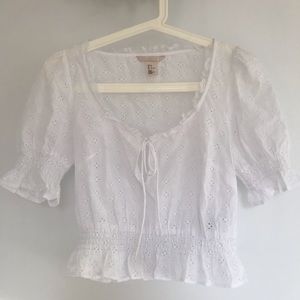 H&M White Eyelet Embroidered Crop Top